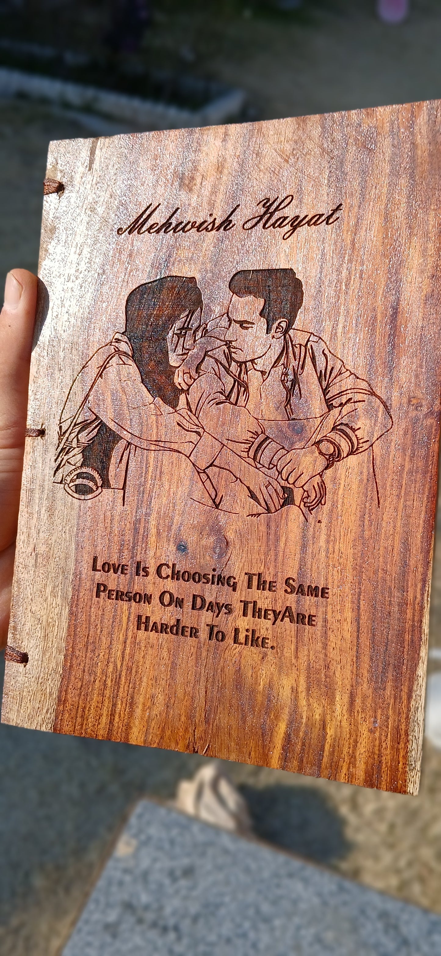 Customized Wooden Engraved Diary – Personalized Name & Photo Journal