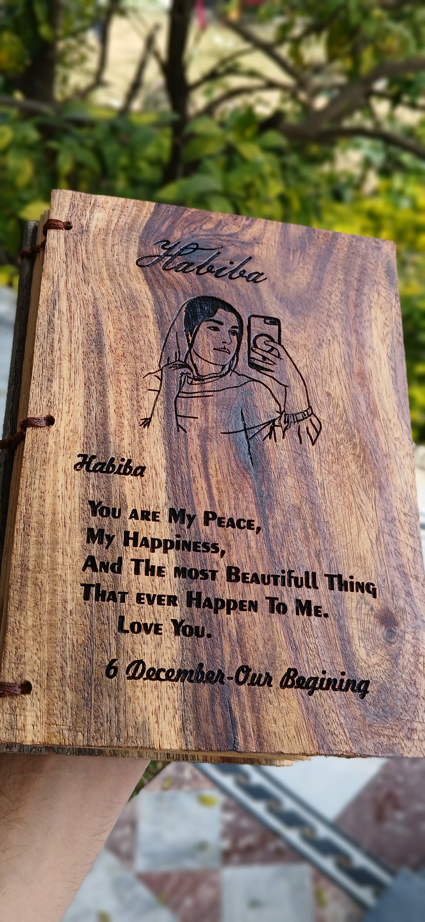 Customized Wooden Engraved Diary – Personalized Name & Photo Journal