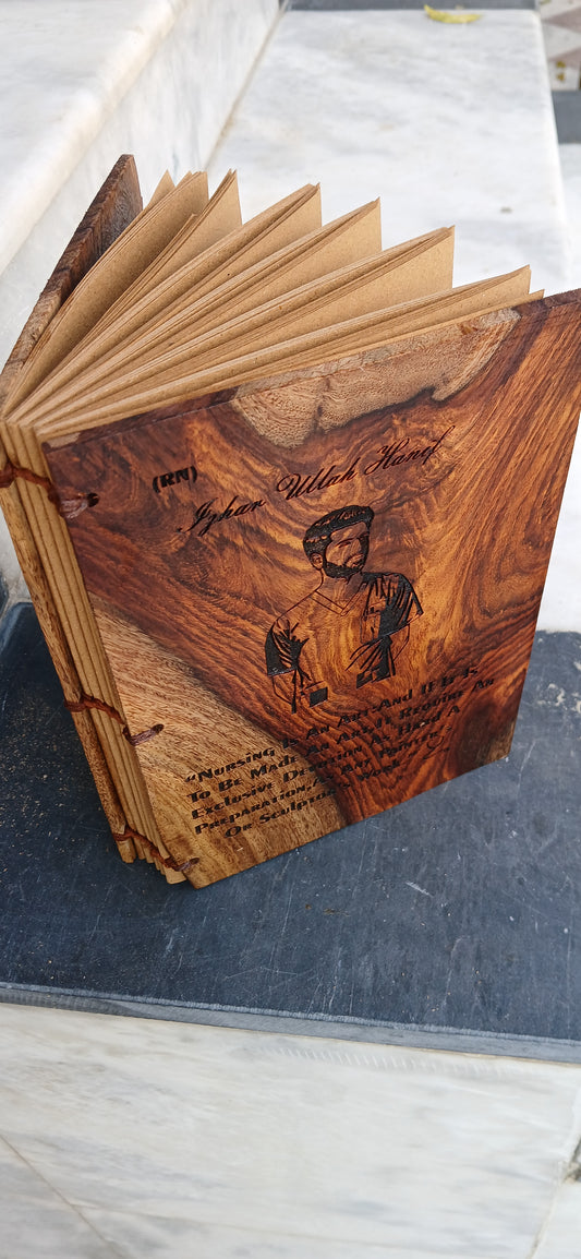 Customized Wooden Engraved Diary – Personalized Name & Photo Journal