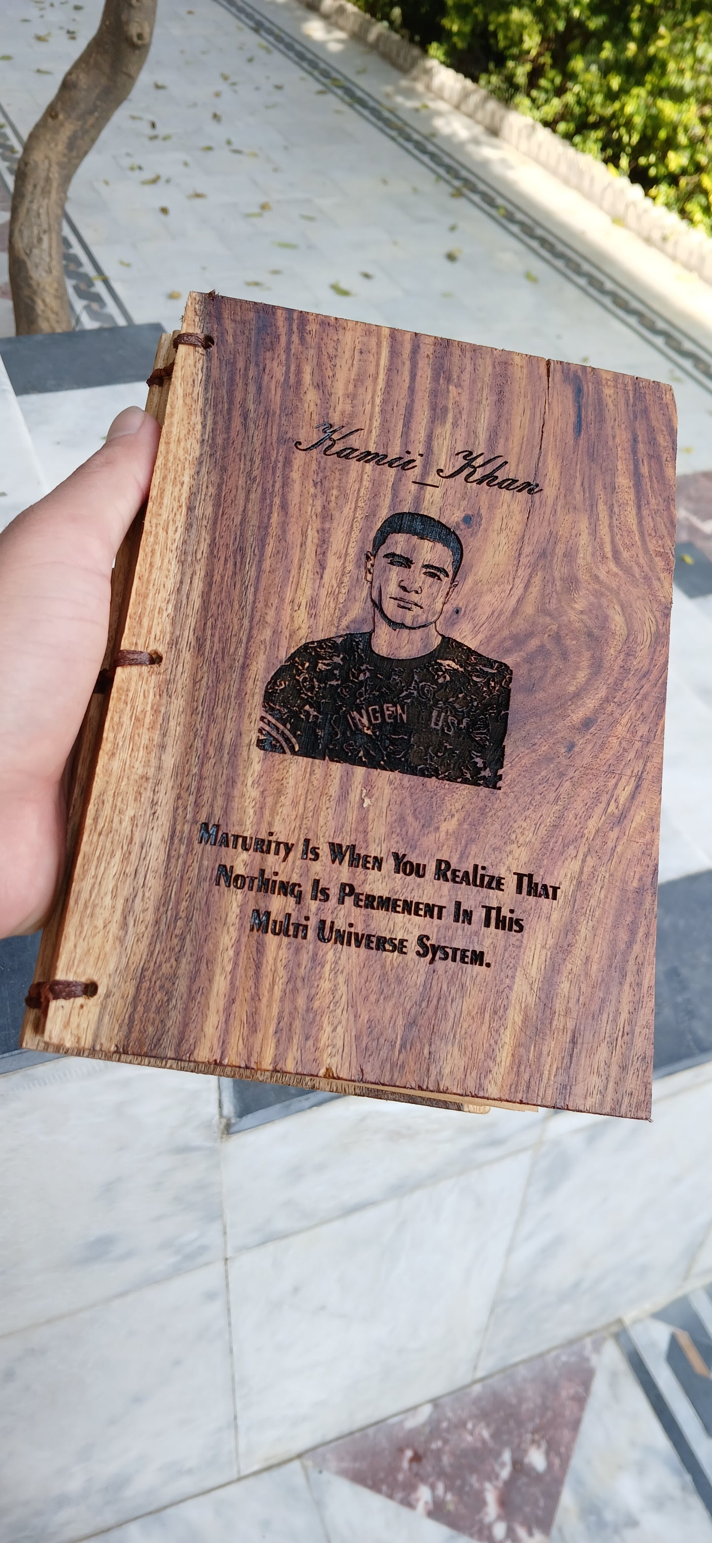 Customized Wooden Engraved Diary – Personalized Name & Photo Journal